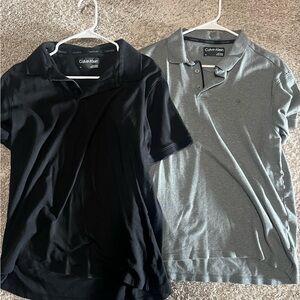 Calvin Klein Men's Black and Gray Polo Shirts